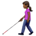 👩🏾‍🦯 woman with white cane: medium-dark skin tone display on Apple